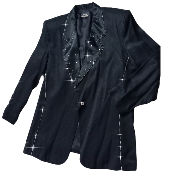 Vital Elements Black Rhinestone Luxury Blazer – Sz 14 - Picture 1 of 13